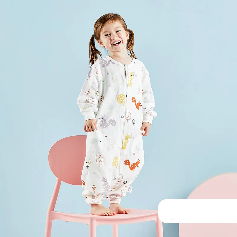 

MuslinTree three ways zipper baby muslin sleeping bag 100% cotton