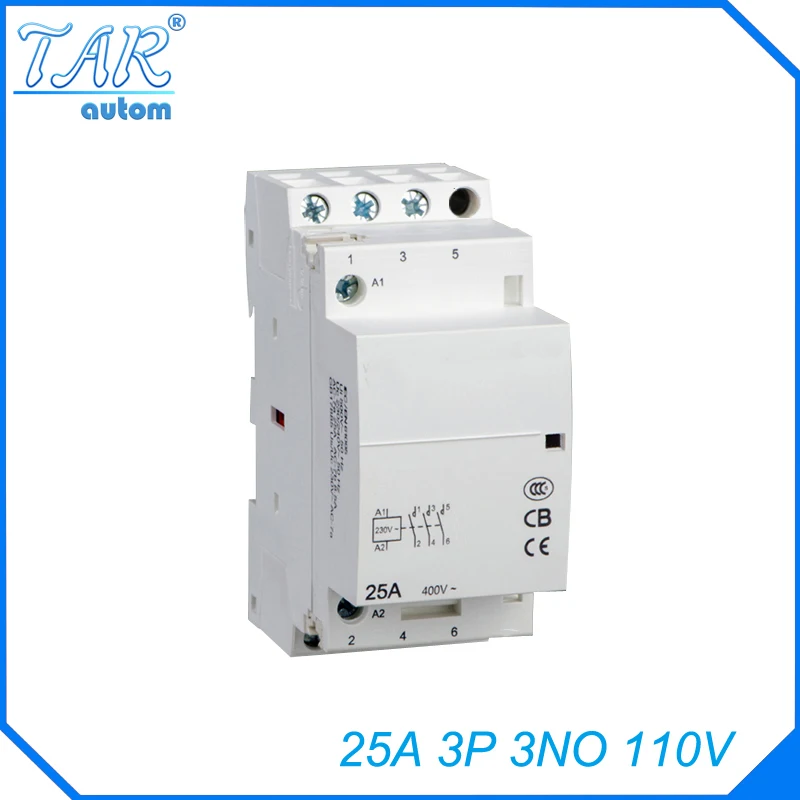 

110V 3NO 25A 3P modular household small AC contactor hotel building Din rail Household ac contactor