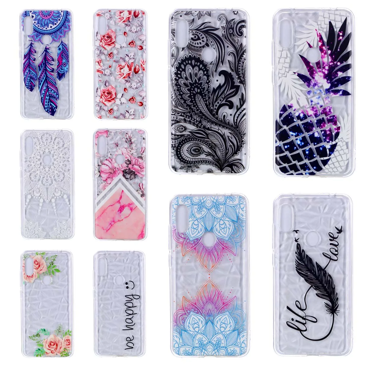

3D diamond Texture Painted pattern Phone Case For Xiaomi Redmi Note 6 Pro Case Soft TPU Back Cover For Xiaomi Redmi Note 6 Cases