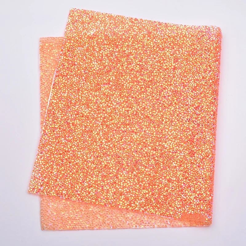 Mesh With Rhinestone Orange Apparel Fabric