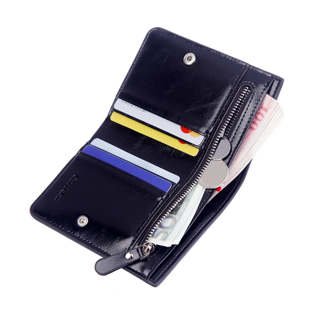 New vintage men Wallet Brand High Quality Designer Oil wax Leather Short Coin wallet fashion zipper card Purse for male New vintage men Wallet Brand High Quality Designer Oil wax Leather Short Coin wallet fashion zipper card Purse for male
