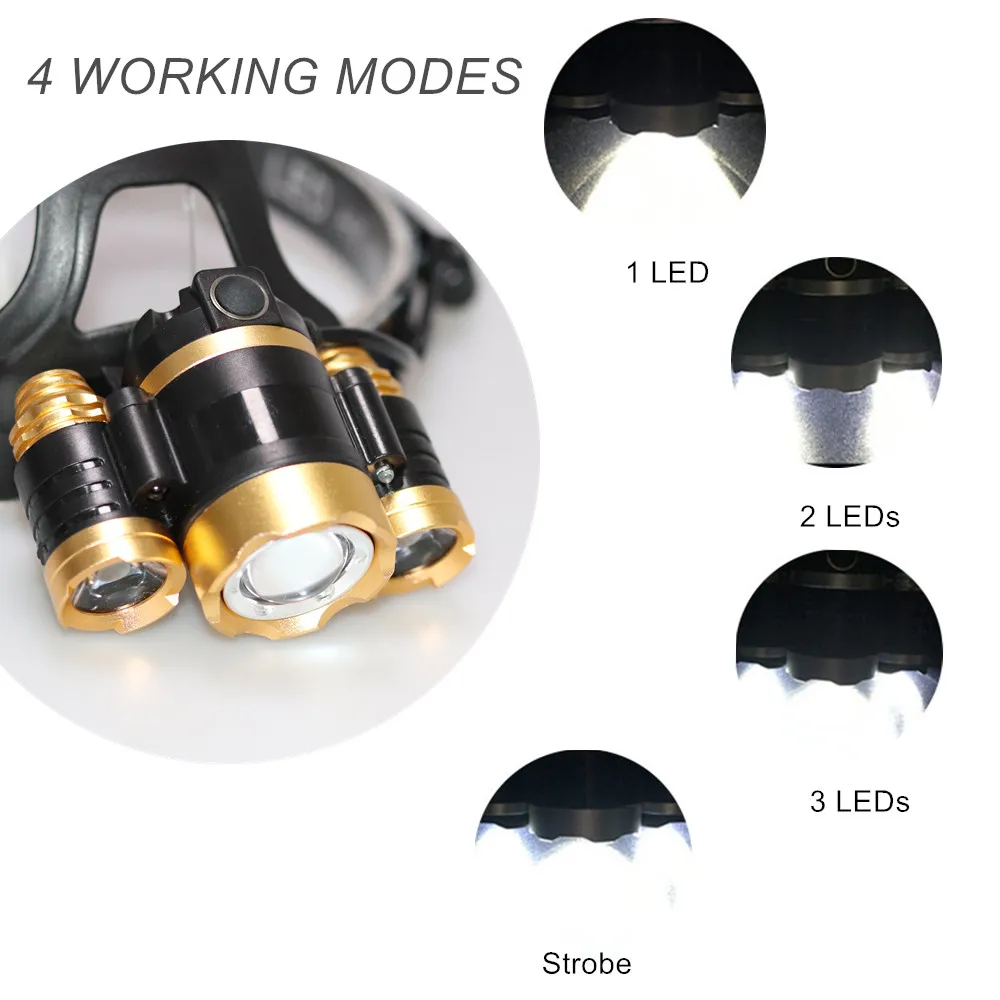 Светодиодный налобный фонарь T6 перезаряжаемый с сенсором|Налобные LED-фонари| |