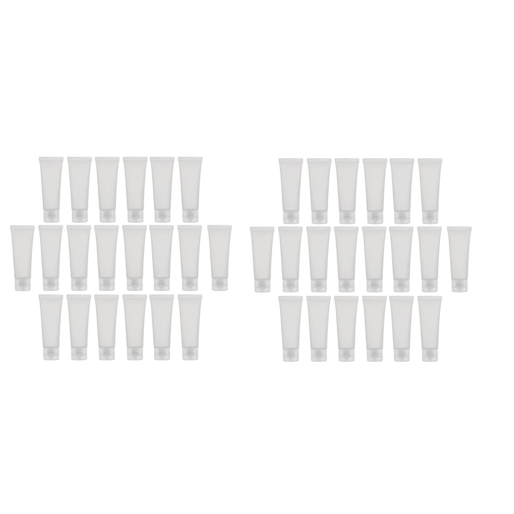 40pcs 50ml Plastic Frosted Empty Cream Tubes Shower Gel Face Wash Bottles Cosmetic Squeezable Travel Makeup Containers
