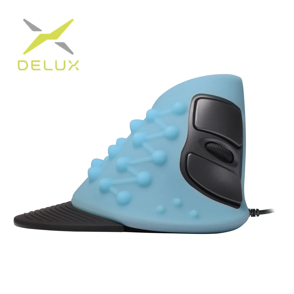 Comprar Ratón Vertical Delux M618RP 6 botones ergonómicos óptico láser cableado ratón de mano derecha inalámbrico con carcasa protectora de goma para PC