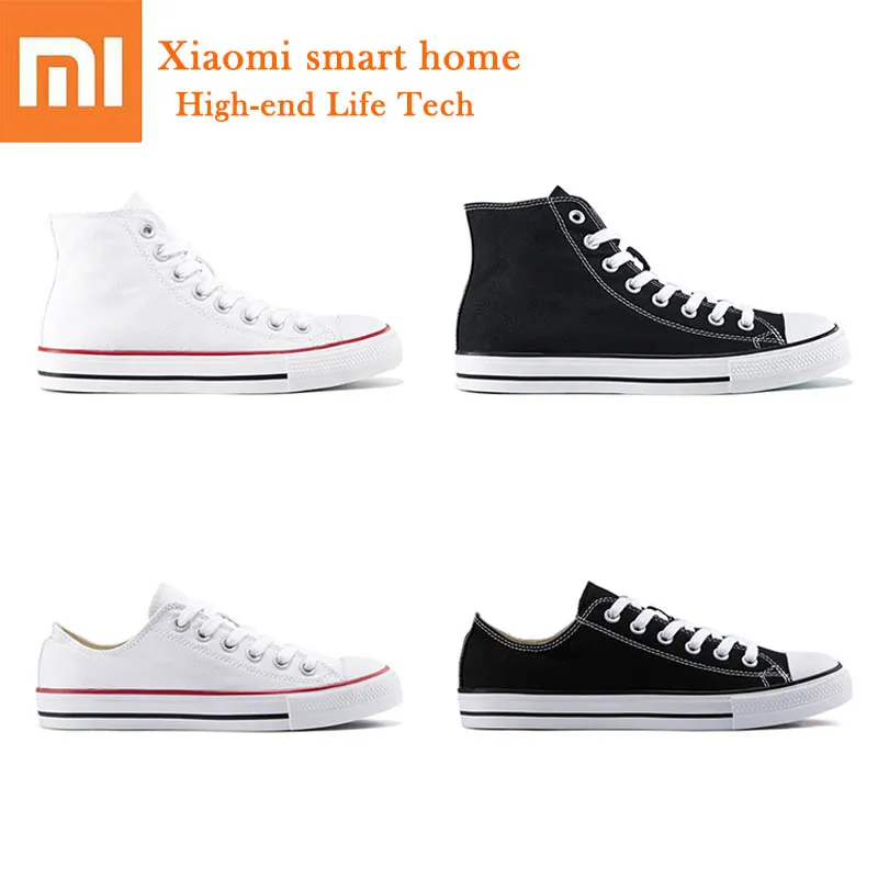 

Xiaomi Men women Canvas Shoes High Low Help Small white Shoes Students Couple Casual Sports Flats Shoes For Spring Summer 2019