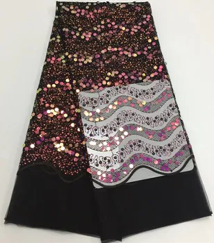 

Beautiful african french net lace fabric with sequins african lace fabric 2019 embroidered nigerian lace fabric for dress FC-A79