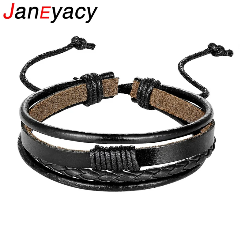 

1Pcs Multi-layer Fashion Punk Braided Men Leather Bracelet Bangle Homme Jewelry Black Color Women Bracelets Pulseira