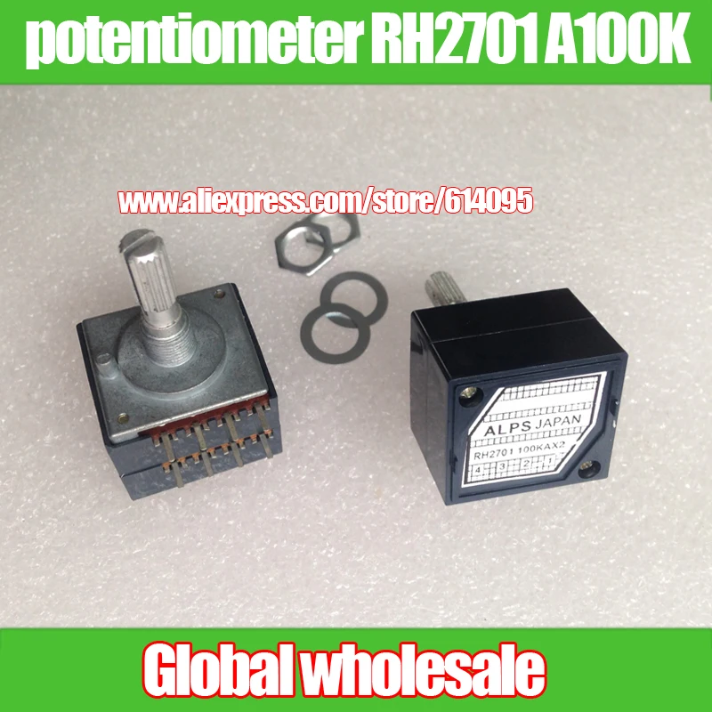 

1pcs RH2701 double 100KA-25mm volume potentiometer straight leg without stepping A100Kx2 APLS enthusiast