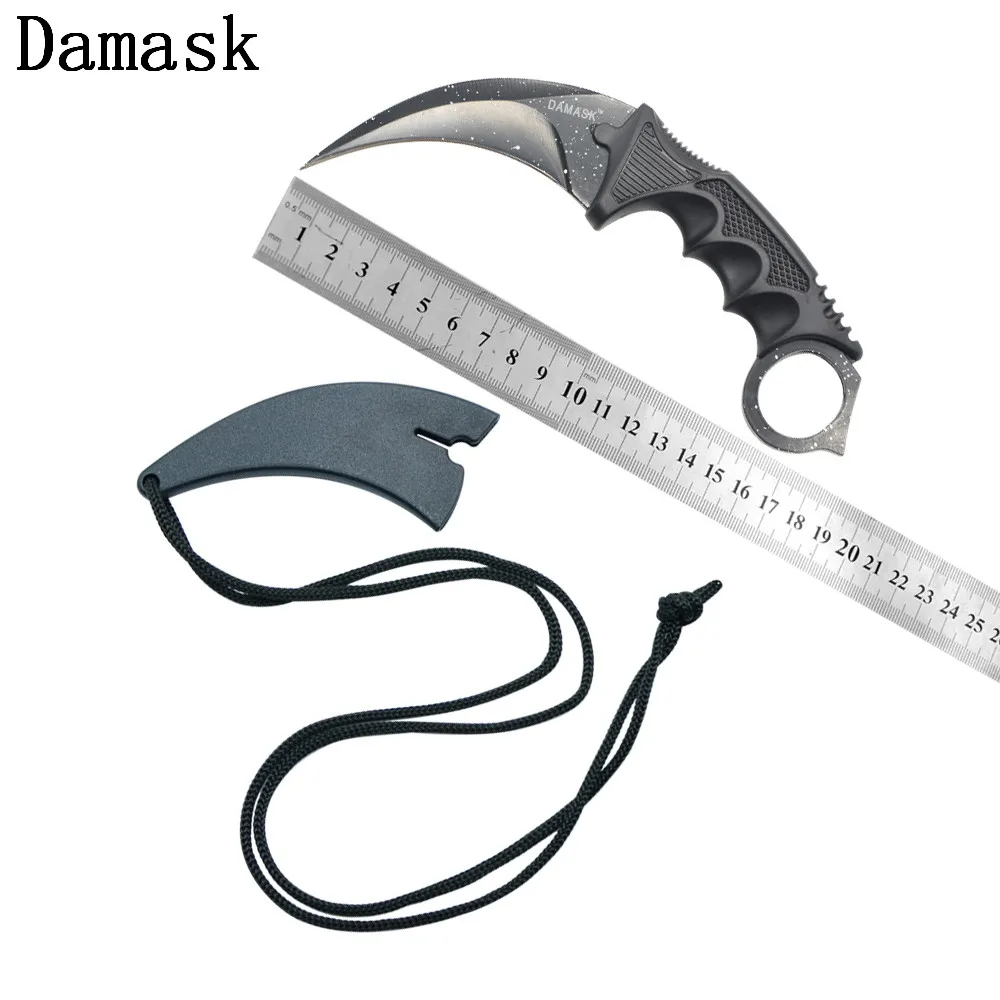 

Damask Sharp Pattern Blade Camping Fighting Knife Tactical Explore Tools CSGO Counter Strike Karambit Fixed Blade Outdoor Knife