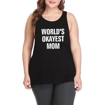 

World's Okayest Mom Plus Size Workout Casual Tank Tops Womens