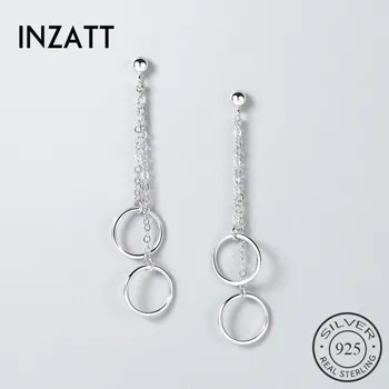 

INZATT Tassel Real 925 Sterling Silver Dangle Drop Earrings Round Shape For Women Party Jewelry Accessories Gift
