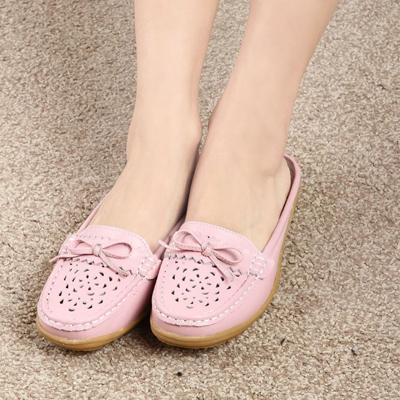rose Chaussures blanc Femmes Cuir Mocassins Glissent Diapositives Sin Agujero Sur Sandales Fidanei Ballet En Pantoufles Pour Appartements bleu Femme Véritable White HwdRqER
