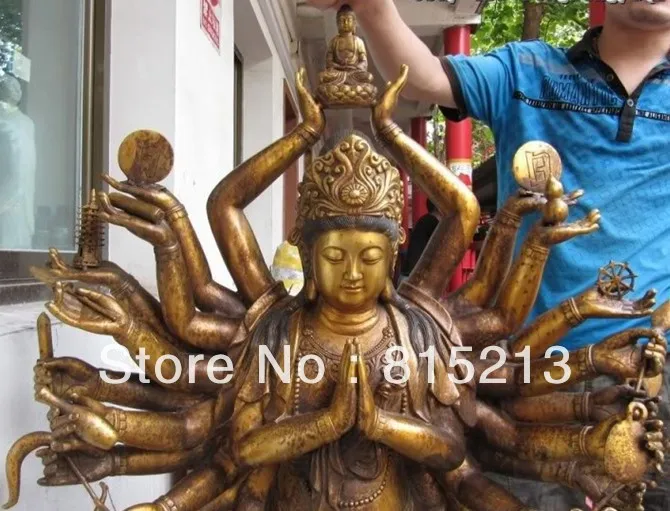 Bi0087 Тибет Buddhaism Бронза Медь 1000 Руки Руку Бодхисаттва гуань-Инь Гуаньинь Статуя