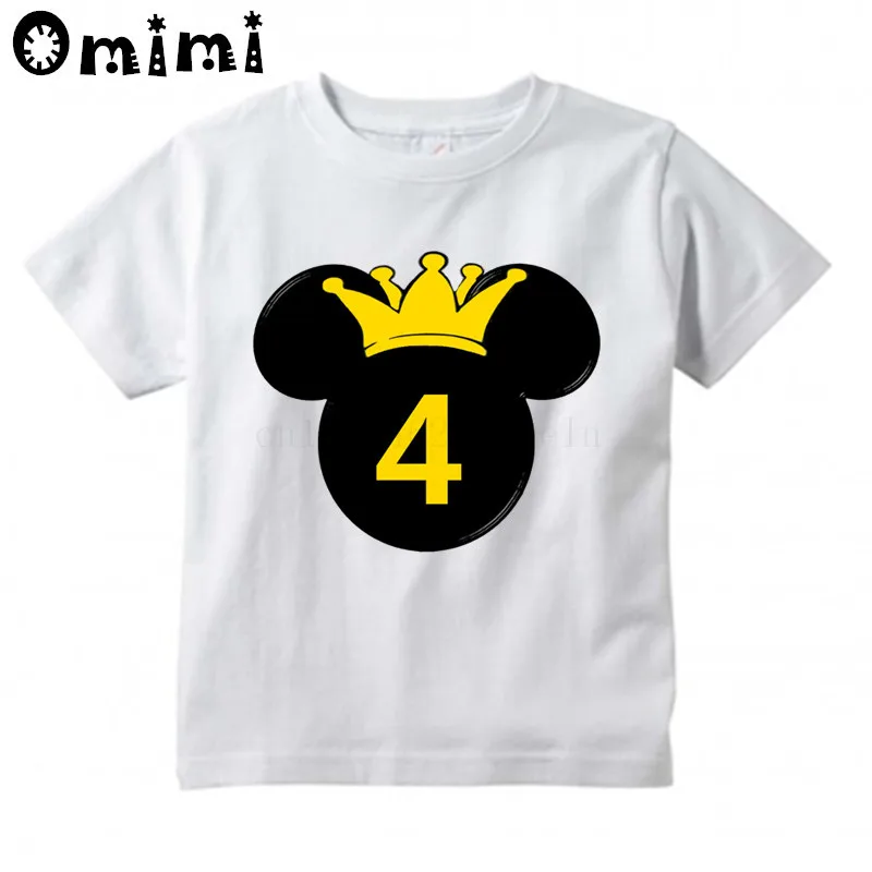 Милая детская футболка для дня рождения с изображением королевы, с бантом, на возраст от 1 до 9 лет детская одежда с цифрами Забавный летний топ с героями мультфильмов, футболка ooo3092 - Цвет: whiteM