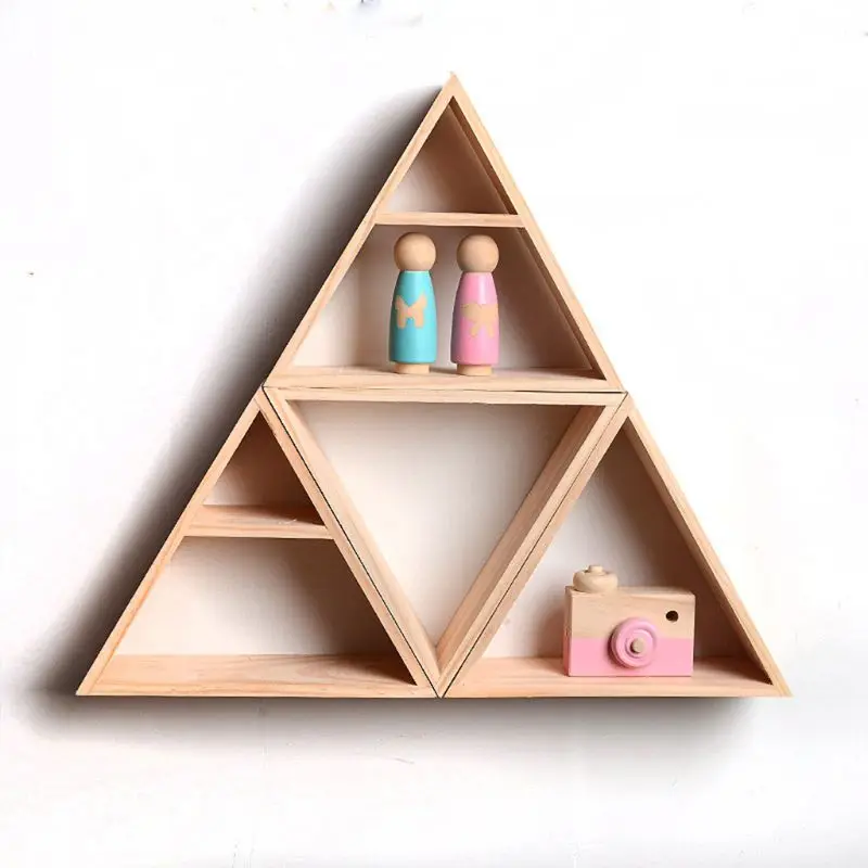 

Rustic Style Storage Rack Woooden Handmade DIY Triangle Commodity Shelf Storage Rack Decoration
