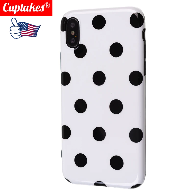 

Luxury Glossy IMD Soft Silicone Case for iPhone 7 8 X 6 6S 7Plus 10 XR XS Max Cover Cute polka dots Simple White fundas Capa