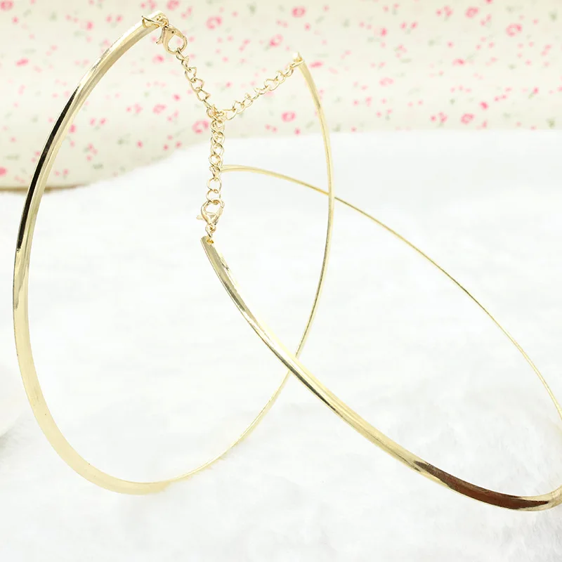 Простой золотой серебряный металлический круглый чокер короткая золотая цепочка в стиле панк Женское Ожерелье