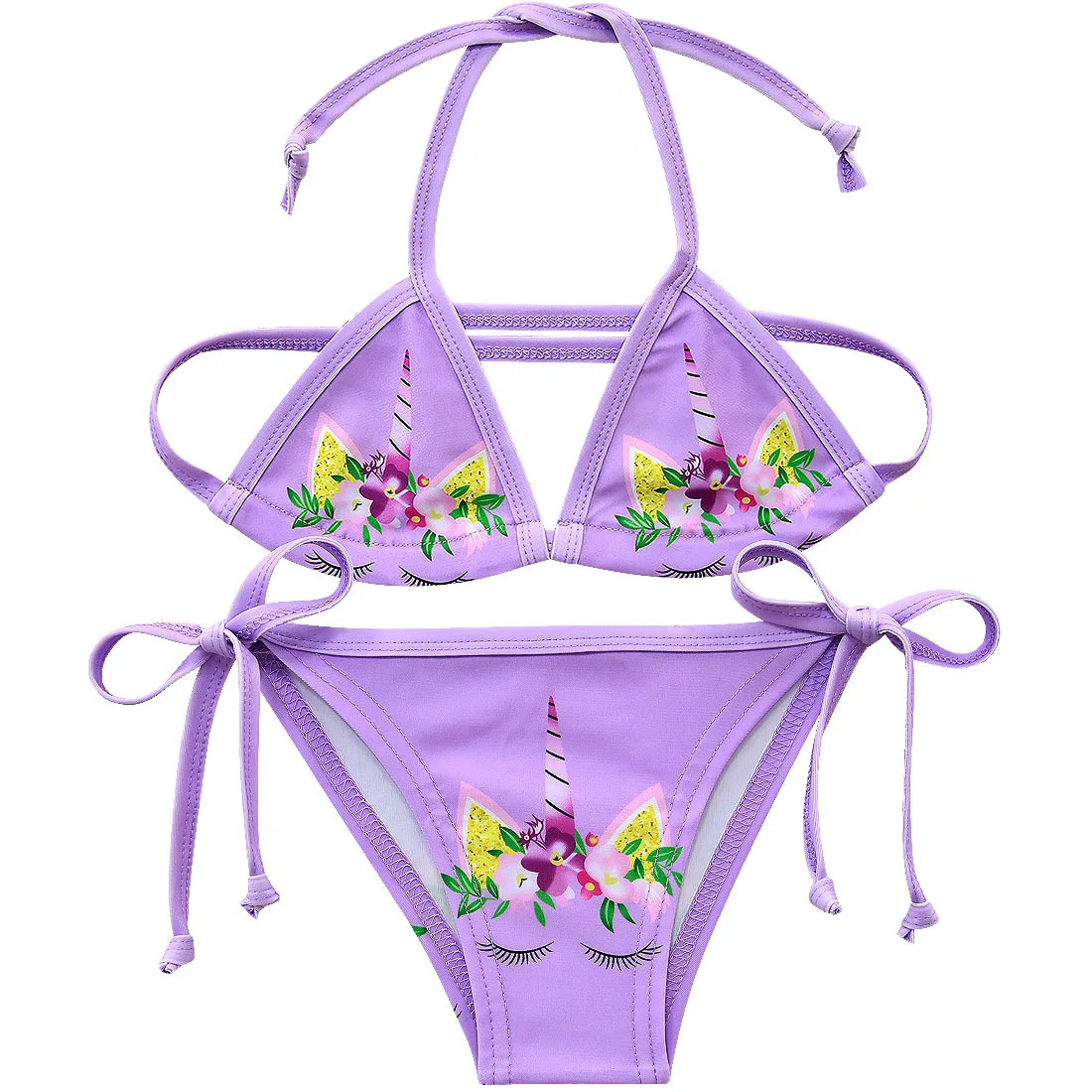 New Unicorn Girls Swimsuit Two Piece 3-12 Years Children's Swimwear Unicorn Bikini Set For Girl Swimming Beachwear G48-8073