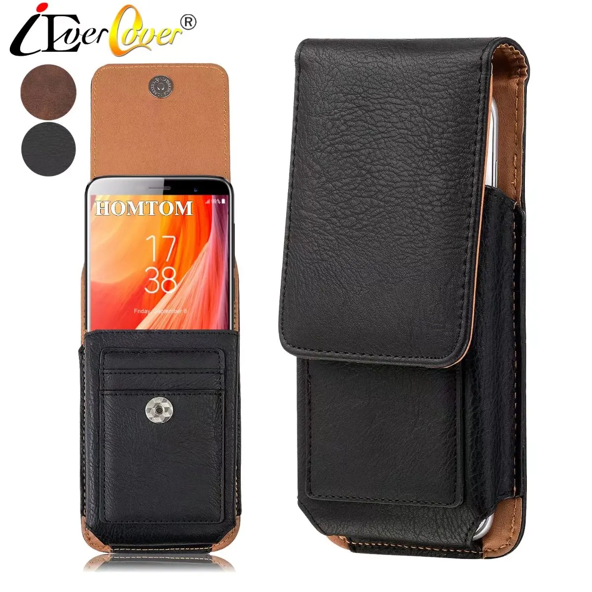

Premium Vertical Leather Case for HOMTOM S7 S8 S9 Plus S16 , HT10 , HT7 Pro , HT30 Pro Phone Holster Cover w/ Swivel Belt Clip