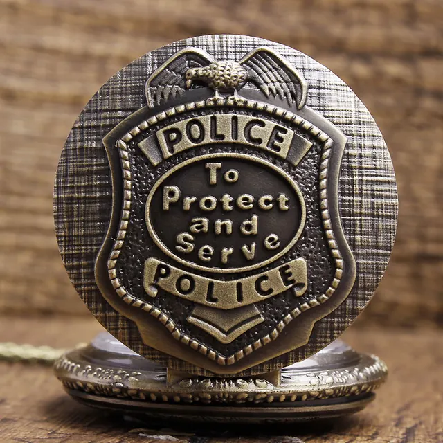 Bronze America Police To Protect and Serve Police Pattern Quartz Pocket Watches Bronze America Police To Protect and Serve Police Pattern Quartz Pocket Watches