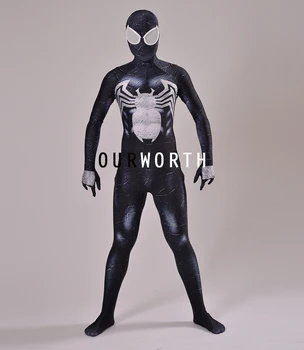 

Newest Black Symbiote Spiderman Costume 3D Printing Shade Fullbody Black spiderman Costume Male/Female/Kids Custom Made