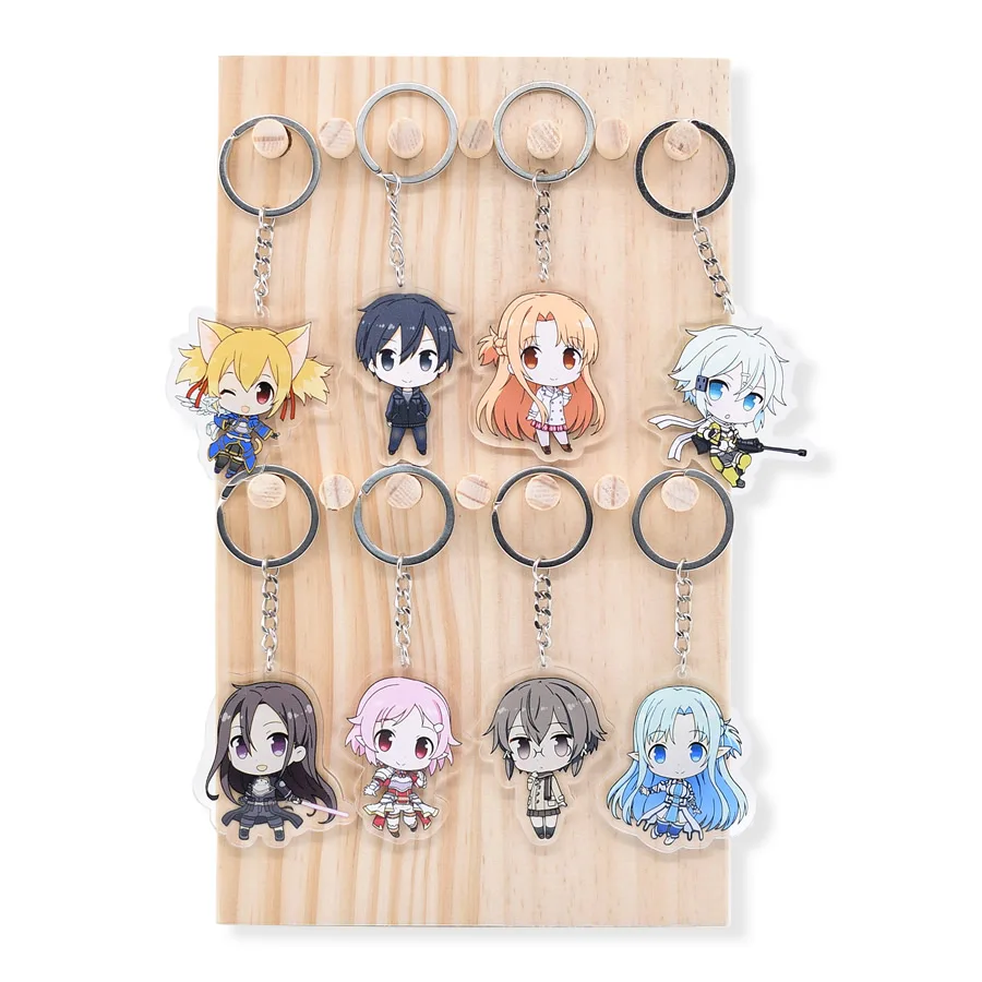 

8pcs/Set Sword Art Online Keychain Cute Double Sided Comic Keyring Anime acrylic Key Chain Cartoon Accessories