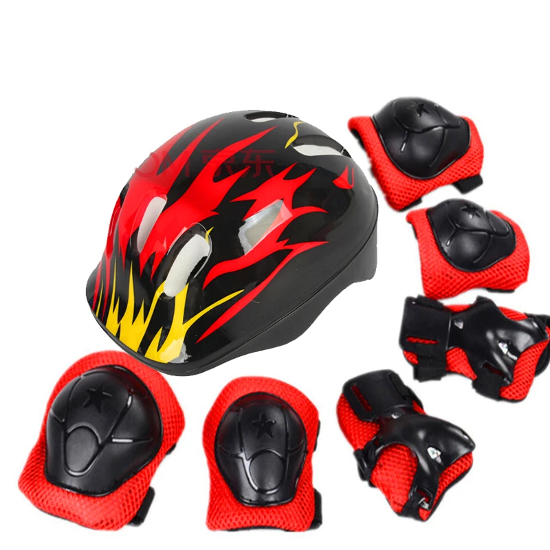 

7pcs/lot casco ciclismo Kids Bicycle Helmet Elbow Wrist Knee Pads Sport Cyling Bike Helmet for Children Skateboard Mtb Riding