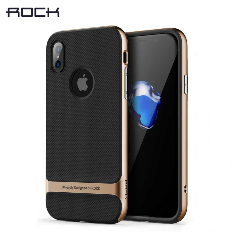 

Genuine ROCK Case for iPhone X Back Case, PC + TPU Slim Hybrid Durable Armor Case for iPhone X 10 phone hoesje free shipping