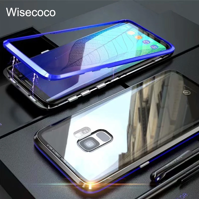 Magnetic Adsorption Metal Phone Case For Samsung Galaxy S9 Plus Luxury Ultra Magnet Tempered Glass Cover S9Plus Coque | Мобильные
