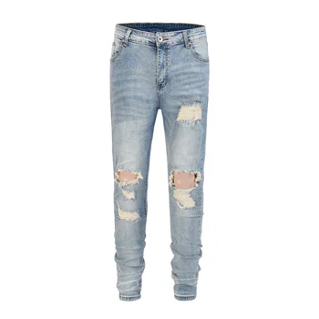 

2018 Black Icon Stretch Destroyed Ripped Design Fashion Hiphop Big Hole Skinny Jeans For Men