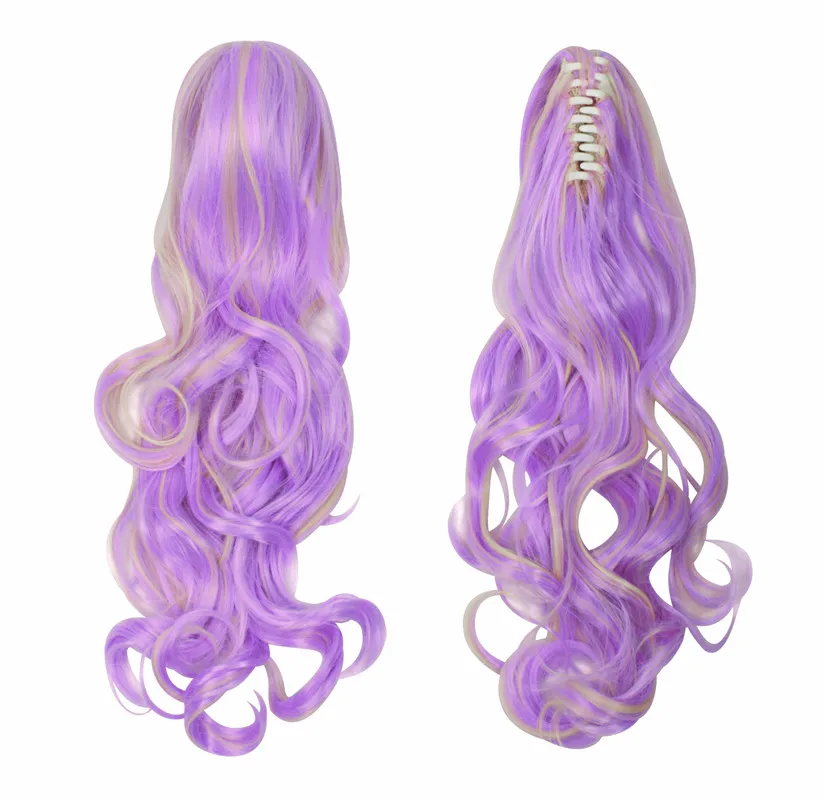 MapofBeauty длинный волнистый фиолетовый парик для косплея розовый Омбре 12 цветов два хвоста синтетические волосы термостойкие парики для женщин