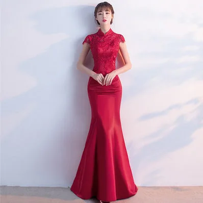 Тост обслуживание невесты новое модное сексуальное парадное платье Модное Длинное Платье с рыбьим хвостом самомоднейшее маленькое вечернее платье для женщин - Цвет: wine red