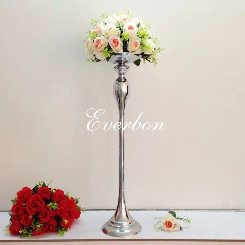 10 pcs/lot 75cm Height Tall Silver Metal Flower Vases for Wedding Centerpieces, Event Decoration