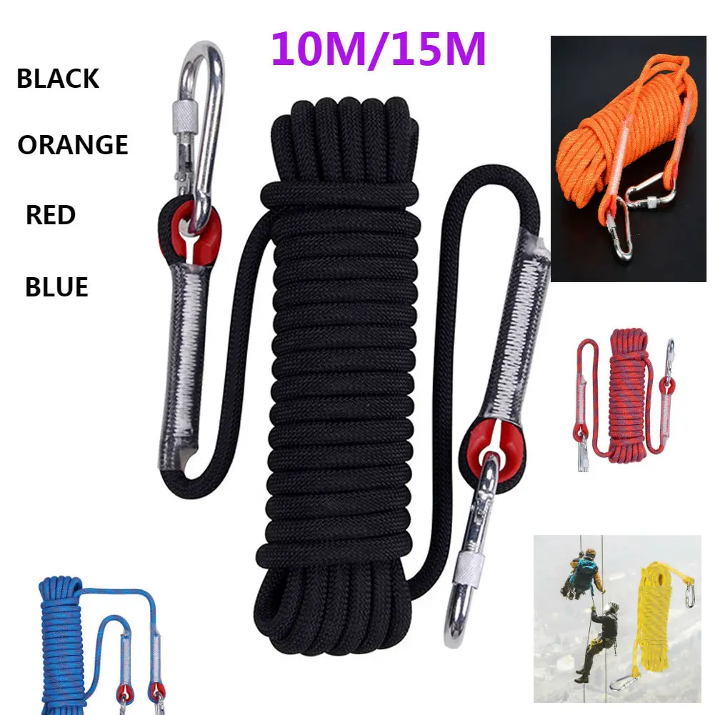 Corda de Escalada Cordão de Rock ao ar Livre de Alta Cabo de Segurança 12mm de Diâmetro Paracord Resistência Camping Caminhadas Escalada Acessório 15m 52 de Alta Resistência Cabo de Segurança Camping Caminhadas Escalada Acessório