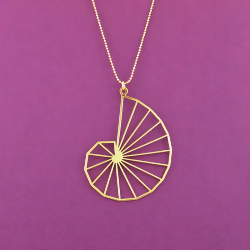 Theodorus spiral geometry math gift science necklace Silver plated