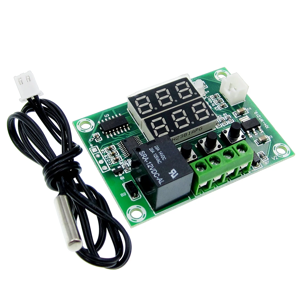 

XH-W1219 DC 12V Dual LED Digital Display Thermostat Temperature Controller Regulator Switch Control Relay NTC Sensor Module