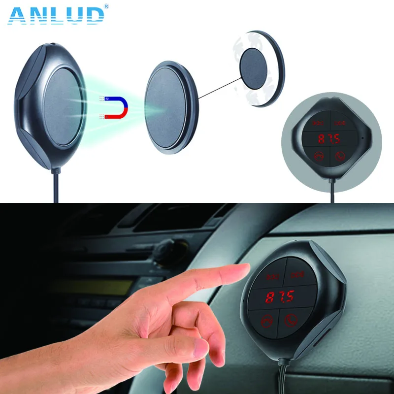 Kaufen ANLUD Auto Mp3 player Bluetooth FM Transmitter Auto Kit Freisprecheinrichtung Magnetfuß Mit Dual USB Car Charger FM Modulator für iPhone