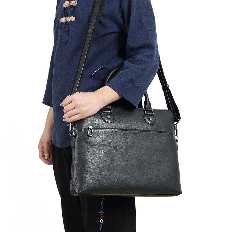 WOONAMMenBriefcaseHighendLuxuryQualityMenBagTopGrainGenuine