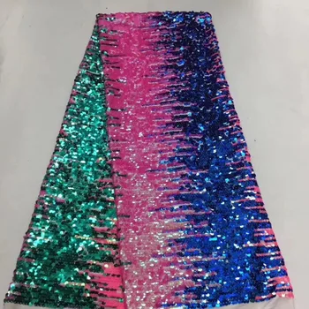 

2019 high-quality Nigerian French lace African lace fabric colorful flower sequins Guipure mesh lace party dress Indian Tissu