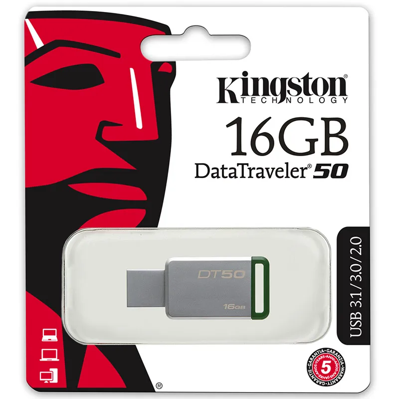 Kingston USB 3,0 флеш-накопитель 16 ГБ 32 ГБ USB флеш-накопитель USB 3,1 memoria 8 Гб металлическая ручка-накопитель карта памяти cle usb DT50 16 Гб флешка