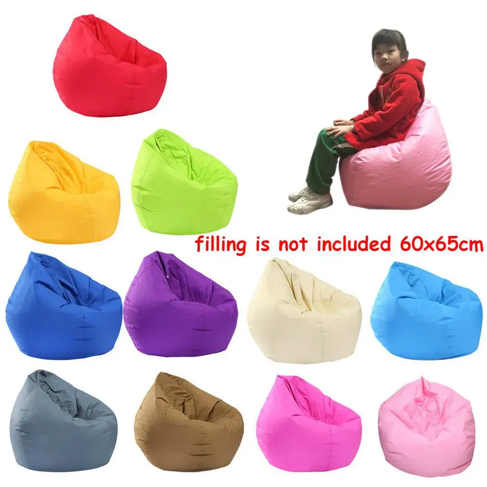 cheap DSstyles Waterproof Stuffed Animal Storage Toy Bean Bag Sofa Solid Color Oxford Chair Cover Large Beanbag No Filling