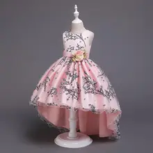 Розовое платье принцессы с принтом для девочек летнее вечернее платье Детские платья для девочек, свадебное платье детский костюм для детей, одежда