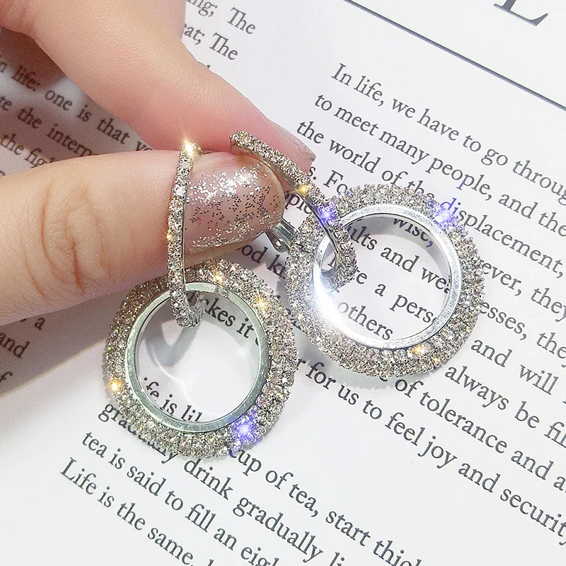 

ZVZO Design Round Gold and Silver Earrings Wedding Party Earrings Creative Jewelry High-grade Elegant Crystal Earrings for Woman