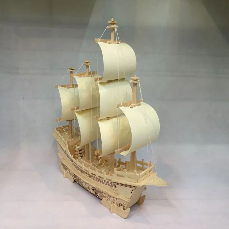 

WP_ 3D Silk merchant ship wooden toys puzzle