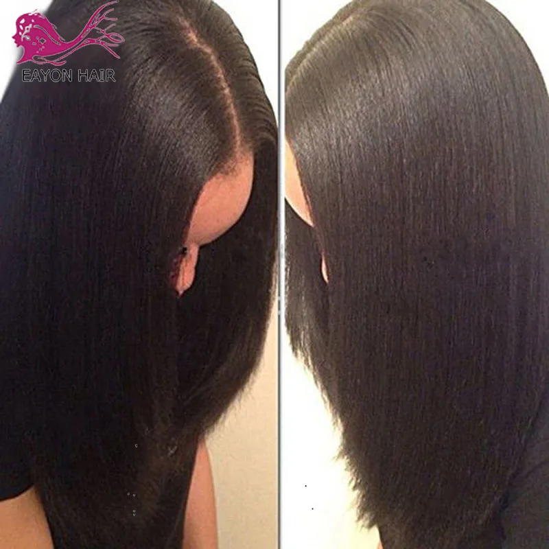 

EAYON Light Italian Yaki Silk Top Glueless full lace Wigs 5x4.5 Yaki Straight Wigs Brazilian Remy Human Hair With Baby Hair