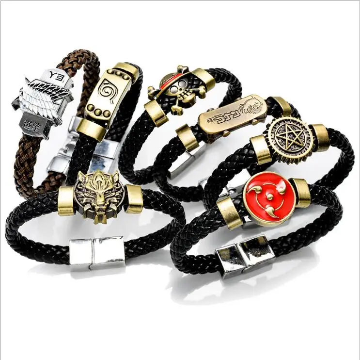 

6 styles Cartoon Anime Konoha Black Butler Detective Conan Three Hook Jade Final Fantasy Wristband Hot Toys