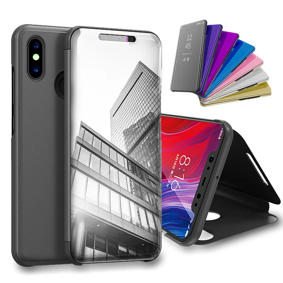 Jappinen Smart Mirror Flip Phone Case For Xiaomi Mi Redmi Note 5 6 7 Pro Plus 6A S2 A2 Lite A1 Clear View Window Back Cover | Мобильные