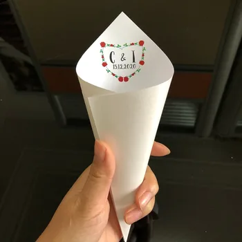 

Royal Wedding personalized logo design pearly ivory Confetti Rice Cones 15 cm 120 g Just married car Square Paper