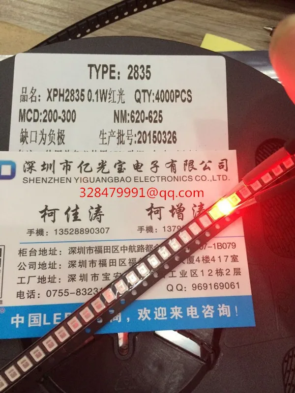 

1000PCS SMD LED 2835 Red 0.2W high bright light emitting diode chip leds 620-625NM PLCC-2 SMD/SMT 3528 Red