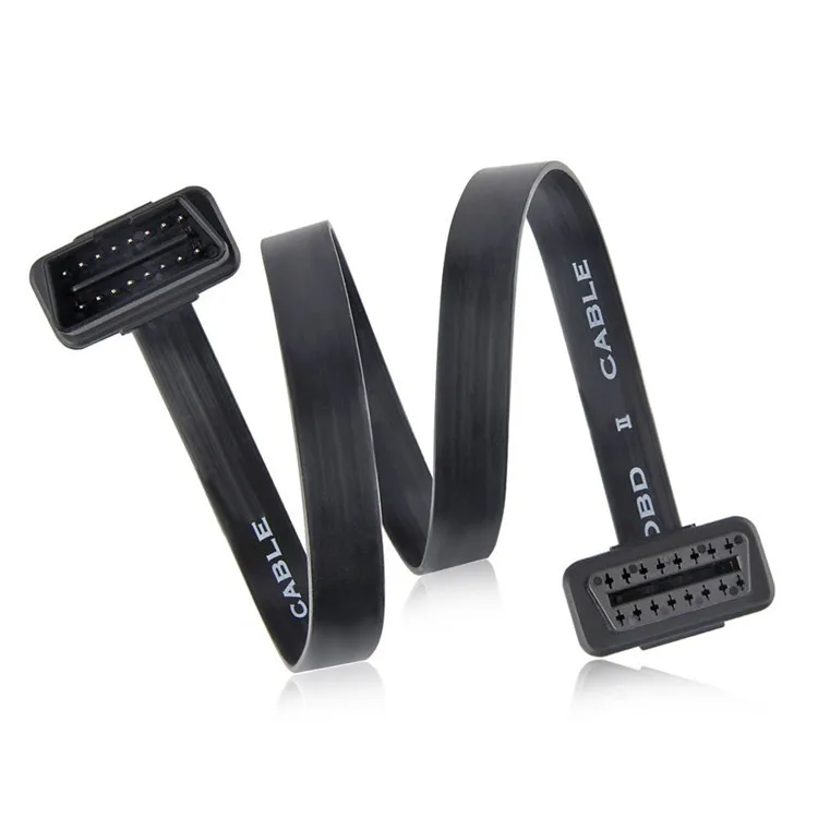 

40cm Flat+Thin 16Pin OBD 2 Extender OBD2 16 Pin ELM327 Female to Male Female Elbow OBDII Extension Connector Cable